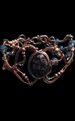 copper wrapped freeform bracelet 3 - rhodonite with czech crystals